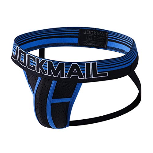 Herren Jocks Logobund String Tanga Mann Jocks Stretch Tanga Slip Männer Unterhosen Sport Jockstraps Tangaslip Atmungsaktiv Sportunterwäsche Blau L von Generic
