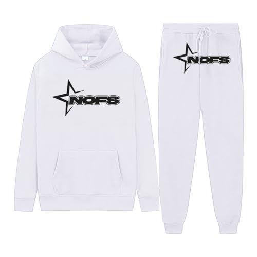 Herren Jogginganzug, NOFS Trainingsanzug Sweatshirt und Jogginghosen mit Tasche Hoodie Hip Hop Y2K Streetwear Hausanzug Sportanzug Tracksuit Anzug Oberteile Sporthosen, Größe S-3XL(2 Stück Anzug) von Generic