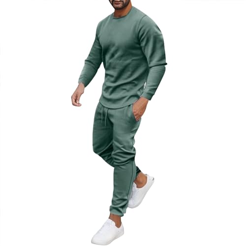 Herren Jogginganzug, Trainingsanzug Herren Langarm Rundhals Pullover Sweatshirt und Jogginghosen Hausanzug Sportanzug Tracksuit Warme Jogging Anzug Oberteile und Sporthosen(2 Stück Anzug) von Generic