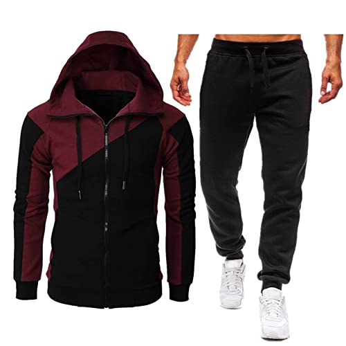 Herren Jogginganzug Freizeitanzug Sportanzug Leisure Suit Tracksuit Tracksuit Joggingsuit Trainingsanzug Sportbekleidung Hausanzug Comfortable Breathable 2-piece Fitness Langarm Sweatshirt von Generic