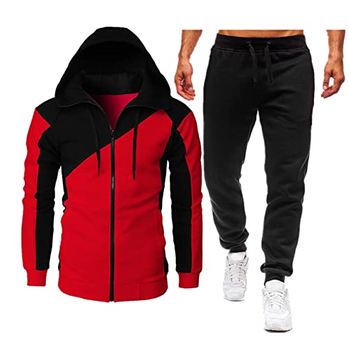 Herren Jogginganzug Freizeitanzug Sportanzug Leisure Suit Tracksuit Tracksuit Joggingsuit Trainingsanzug Sportbekleidung Hausanzug Comfortable Breathable 2-piece Fitness Langarm Sweatshirt von Generic