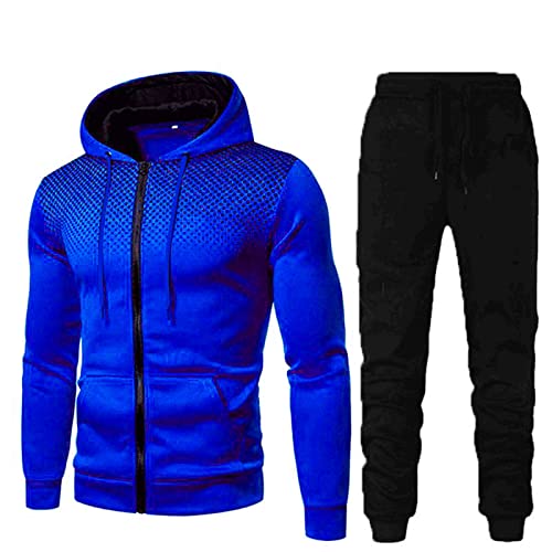 Herren Jogginganzug Freizeitanzug Trainingsanzug zweiteiliges Set Jacke Hose Anzug Gestreifte Nähte Reißverschluss Sweatshirt Kapuzenjacke Pullover Sporthose Set Anzug Hosen Für Männer von Generic