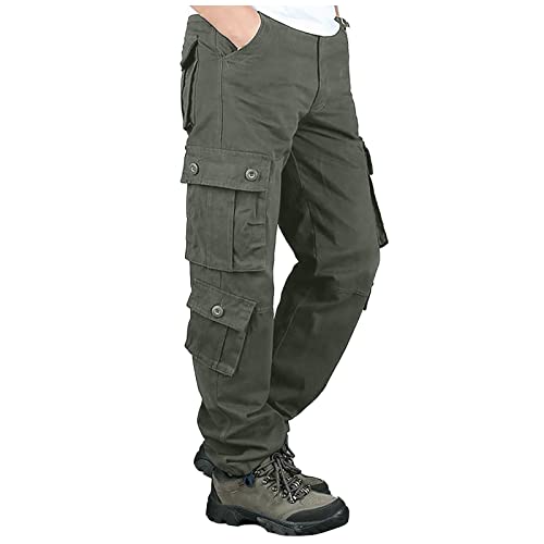 Herren Jogginghose Sporthose Cargohose Lang Stoffhose Trainingshose Trekkinghose Hose Anzughose Stretch Militär Combat Parachute Activewear wasserdichte Hosen L-Armeegrün 5XL 5091 von Generic