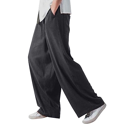 Herren Jogginghose Sweatpants Herren Sporthose Jogger Leinen Baumwolle Jungen Übergröße Freizeithose Entspannt Trainingshose Herren Elastische Taille Einfach Arbeitshose Schwarz XXL von Generic