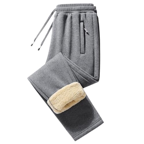 Herren Jogginghose Warme Fleece Freizeithose Sweatpants Winter Gefüttert Warme Verdickte Sporthosen Gefütterte Jogger Hose Kordelzug Plüsch Traininghose mit Tasche von Generic