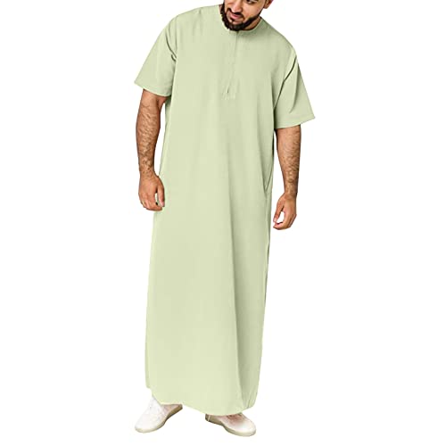 Herren Kaftan Robes Ethnische Roben Baumwolle Leinen V-Ausschnitt Arab Nachtwäsche Indian Muslim Herrenhemd Lange Bademäntel Morgenmäntel von Generic