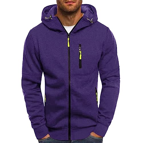 Herren Kapuzenjacke Zipper Kapuzenpullover Herbst Winter Sweat Jacken Hoody Mit Kapuze Kapuzenpullover Kapuzenjacke Hoodie Sweatshirt Pullover Geschenke Für Männer Jungen Herren Lila XL von Generic