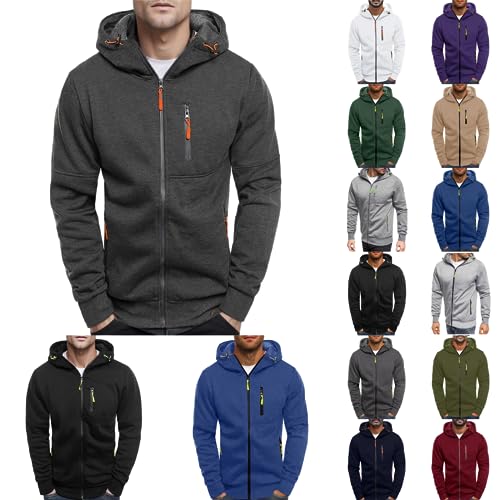 Herren-Kapuzenpullover, Sweatshirt, Jacken, leicht, langärmelig, mit Reißverschluss, M-5XL von Generic