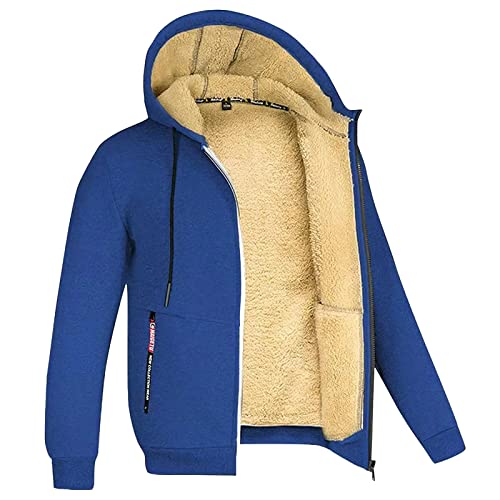 Herren Kapuzenpullover Herren-Mantel, übergroßer, Warmer, mit Fleece gefütterter Kordelzug-Hoodie, einfarbig, verdickter Winter-Pullover mit Reißverschluss Pulli Decke Damen von Generic