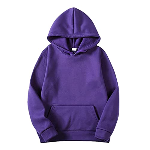 Herren Kapuzenpullover Herren-Oversize Rundhalsausschnitt Kapuzen Langarm Basic Sweatshirt Pullover Unisex-Fleece-Sweatshirt Mit Kapuze Einfarbig Street Kapuzenpullover Kapuzenjacke mit Taschen von Generic