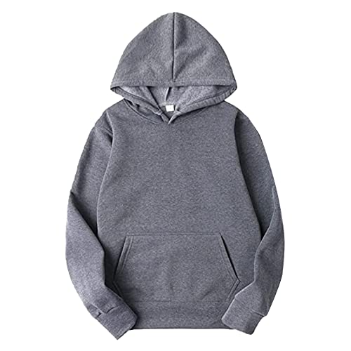 Herren Kapuzenpullover Herren-Oversize Rundhalsausschnitt Kapuzen Langarm Basic Sweatshirt Pullover Unisex-Fleece-Sweatshirt Mit Kapuze Einfarbig Street Kapuzenpullover Kapuzenjacke mit Taschen von Generic