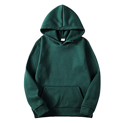 Herren Kapuzenpullover Herren-Oversize Rundhalsausschnitt Kapuzen Langarm Basic Sweatshirt Pullover Unisex-Fleece-Sweatshirt Mit Kapuze Einfarbig Street Kapuzenpullover Kapuzenjacke mit Taschen von Generic