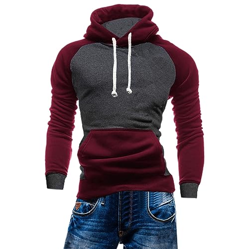 Herren Kapuzenpullover Hoodie Farbblock Freizeit Kapuzenpullis Herbst Winter Langarm Sweatshirt Outdoor Pullover Langarmshirt Männer Sweatjacke Kapuzensweatshirt von Generic