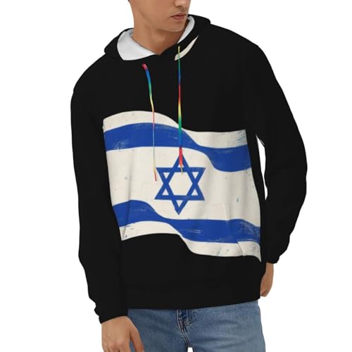 Herren Kapuzenpullover Israel Nationalflagge Sweatshirt Pullover Rundhals Langarm Slim Fit Training Hoodie Pulli Männer Casual Kapuzenjacke von Generic