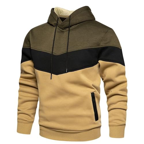 Herren Kapuzenpullover Patchwork Pullover Camouflage Hoodie Y2K Langarm Farbblock Sweatshirt Winter Warm Strickjacke Basic Winterjacke Kordelzug Sweatjacke Geschenke von Generic