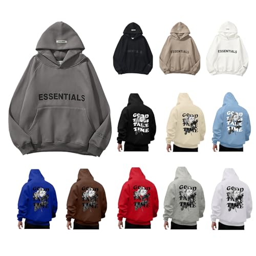 Herren Kapuzenpullover Y2K Hoodie Oversized Doppellinie Geklebte 3D-Buchstaben Hip Hop Paare Pullover Sportbekleidung Unisex-Fleece-Sweatshirt Mit Kapuze von Generic