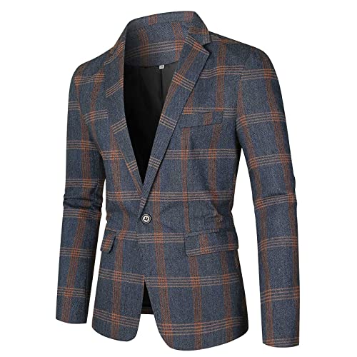 Herren Kariert Anzugjacke klassisch Streifen Business Anzug Modern Elegante Knöpfen Blazer Anzug Britischer Stil Sakko Jacket Slim Fit Frack Herrenanzug Outwear Mantel Jacken-Blazer Reverskragen von Generic