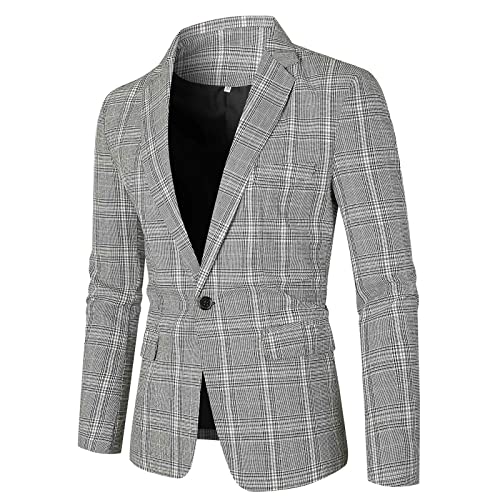 Herren Kariert Anzugjacke klassisch Streifen Business Anzug Modern Elegante Knöpfen Blazer Anzug Britischer Stil Sakko Jacket Slim Fit Frack Herrenanzug Outwear Mantel Jacken-Blazer Reverskragen von Generic