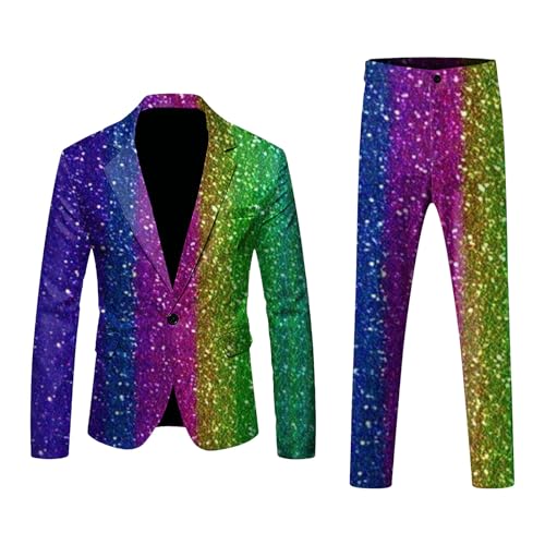 Herren Karnevals Anzug Set 3D Digitaldruck leichtes Business Anzug Jacken Hosen Set Verrückte Anzüge Goldener Karnevalsanzug Aufdruck Hose zweiteiliges Set Jogging Set Pailletten Sakko Gold Glitzer Herren Karnevals Anzug Set 3D Digitaldruck leichtes Business Anzug Jacken Hosen Set Verrückte Anzüge Goldener Karnevalsanzug Aufdruck Hose zweiteiliges Set Jogging Set Pailletten Sakko Gold Glitzer von Generic