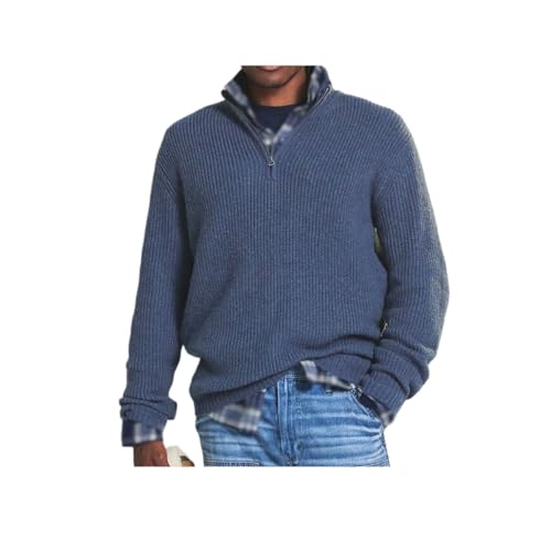 Herren Kaschmir Business Casual Zip Pullover,Herren Rollkragenpullover,Herren Rollkragenpullover gestrickt (Blue,4XL) von Generic