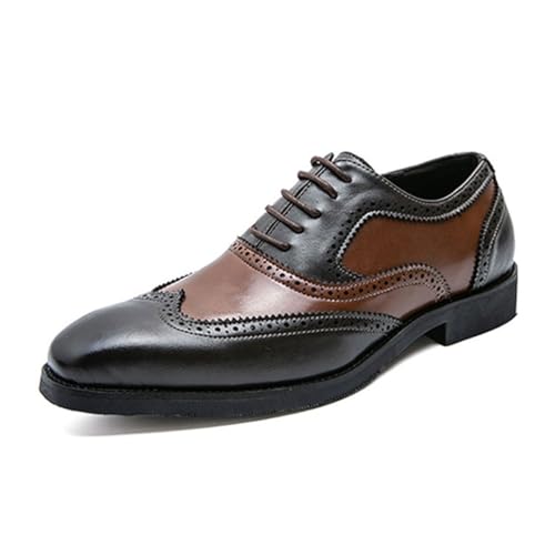 Herren Klassische Oxford Schnürung Cap Toe Leder Smoking Hochzeit Business Kleid Schuhe Formell Brogue,Schwarz,38 EU von Generic