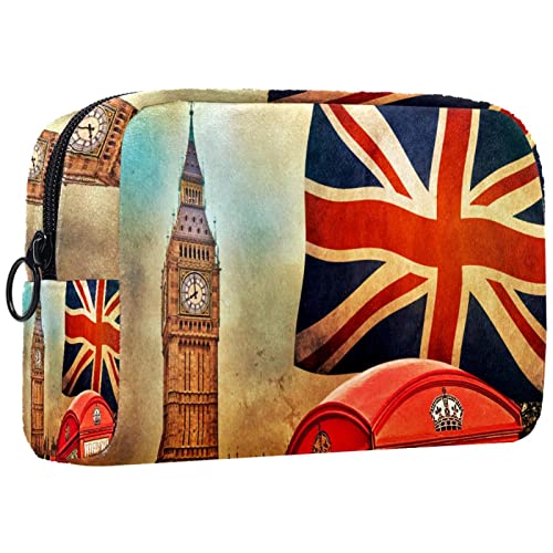 Herren Kulturbeutel, Reise Kulturbeutel, Dopp Kit für Männer, Reise Badezimmer Tasche Herren Rasierset, Reise Kit Kleine Taschen für Männer,Big Ben Flagge im Vintage Stil von Generic