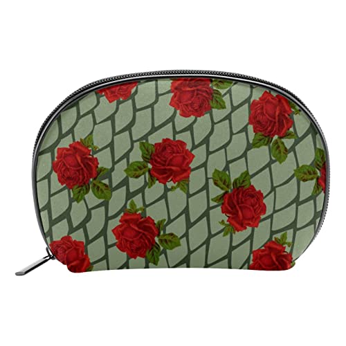 Herren Kulturbeutel, Reise Kulturbeutel, Dopp Kit für Männer, Reise Badezimmer Tasche Herren Rasierset, Reise Kit Kleine Taschen für Männer,Grüne Rauten rote Rosen Blumen Weinlese von Generic