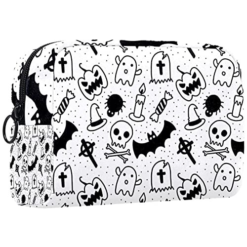 Herren Kulturbeutel, Reise Kulturbeutel, Dopp Kit für Männer, Reise Badezimmer Tasche Herren Rasierset, Reise Kit Kleine Taschen für Männer,Schädel Fledermaus Kürbis Halloween schwarzer weißer von Generic