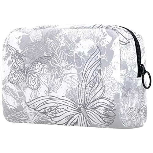 Herren Kulturbeutel, Reise Kulturbeutel, Dopp Kit für Männer, Reise Badezimmer Tasche Herren Rasierset, Reise Kit Kleine Taschen für Männer,Schmetterling Blumen Blume Künstlerisch Grau von Generic