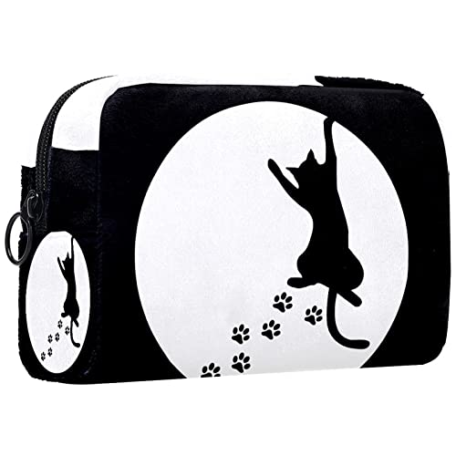 Herren Kulturbeutel, Reise Kulturbeutel, Dopp Kit für Männer, Reise Badezimmer Tasche Herren Rasierset, Reise Kit Kleine Taschen für Männer,Schwarze Katze Mond Tatzen Druck Karikatur von Generic