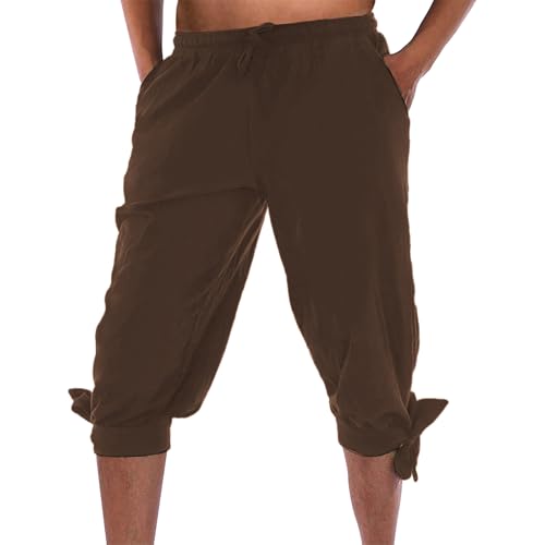 Herren Kurz Hose Pluderhose Mit Schnürung Sommerhose Wikinger Pirat Mittelalter Kostüm Freizeithose Strand Shorts von Generic