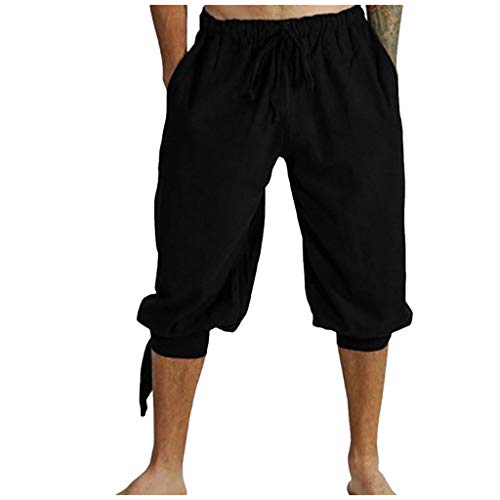 Herren Kurz Hose Pluderhose Mit Schnürung Sommerhose Wikinger Pirat Mittelalter Kostüm Freizeithose Strand Shorts von Generic