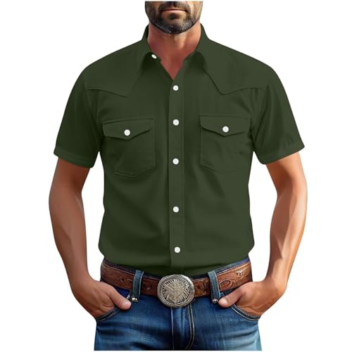 Herren Kurzarmhemd Sommer Lockere Freizeithemd Kurzarm Hemd mit Tasche Lässig T-Shirt Bequeme Weich Sommerhemd mit Revers und Knöpfen Einfarbig Casual Businesshemd Outdoor Cargo Hemden Strandhemd von Generic