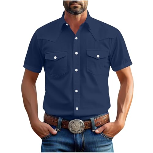 Herren Kurzarmhemd Sommer Lockere Freizeithemd Kurzarm Hemd mit Tasche Lässig T-Shirt Bequeme Weich Sommerhemd mit Revers und Knöpfen Einfarbig Casual Businesshemd Outdoor Cargo Hemden Strandhemd von Generic