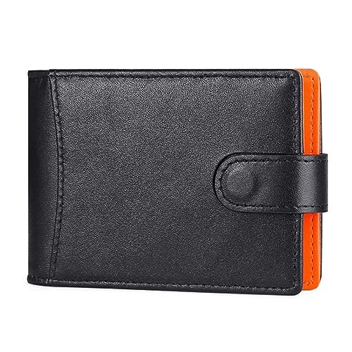 Herren Kurze Geldbörse PU mit Kreditkartenfach Ausziehbar Bankkarten Etui Slim Wallet, Schwarz / Orange von Generic