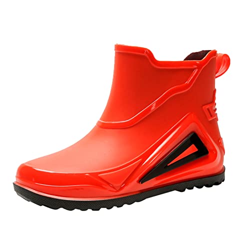 Herren Kurze Gummistiefel Wasserdicht Footwear Mode Outwear Angeln Schuhe Sicherheitsstiefel Dicke Sohle rutschfest Verschleißfeste Küche Gummischuhe Männer (Orange, 42) von Generic