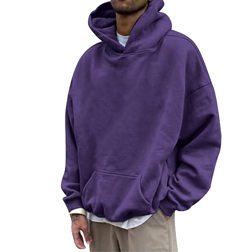 Herren Langarm Kapuze Hals Drachen Druck Solide Grafik Trending Athletic Leichte Hoodies für Männer Sweatshirts Trendy Hoodies Pullover Sweatshirts Tunika Trendy Hoodies für Männer, violett, M von Generic