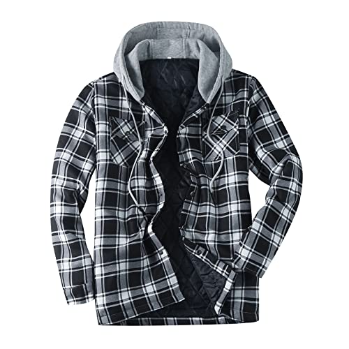 Herren Langarm Kariertes Bequemes Button-up Baumwollhemd Thermohemd Flanellhemd Winterjacke Gefüttert Fleecefutter schützendem Innenfutter Holzfällerhemd Arbeitshemd Outdoor von Generic