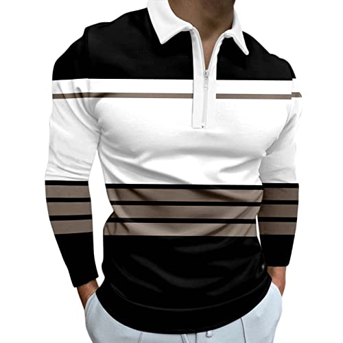 Herren Langarm Poloshirt Casual Tops Basic Polohemd mit Reißverschluss Herren Personalisierte Grafik Drucken Halloween Poloshirt Herren Fashion Sportlicher von Generic