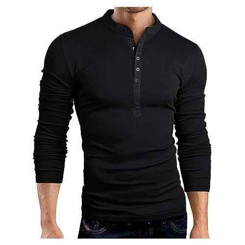 Herren Langarm T-Shirts Slim Fit Ständer Kragen Poloshirts Atmungsaktiv Schnell, Trockener, von Generic