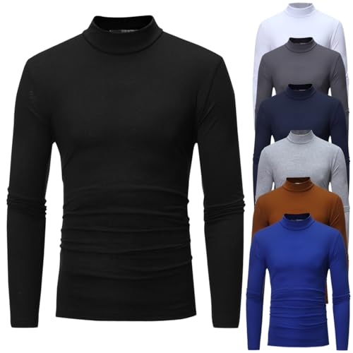Herren Langarmshirts Rollkragen Turtleneck Rollkragenpulli Basic Stretchy Langarmshirt Regular Fit Rollkragenshirt Rollkragenpulli Herren Schwarz Herren Rollkragen Pullover Schwarz von Generic