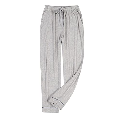 Herren Lange Schlafanzughose Einfarbige Pyjamahose Schlafhose Haushose Freizeithose Yogahose mit Gürtel und Taschen Pyjamahose für von Generic