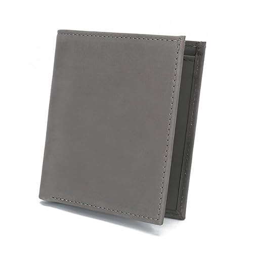 Herren Leder Bifold Wallet RFID Blockierung Mehrere Kartenfächer ID Fenster Großes Bargeldfach für Alltag & Reisen, Grau, Einfarbig von Generic