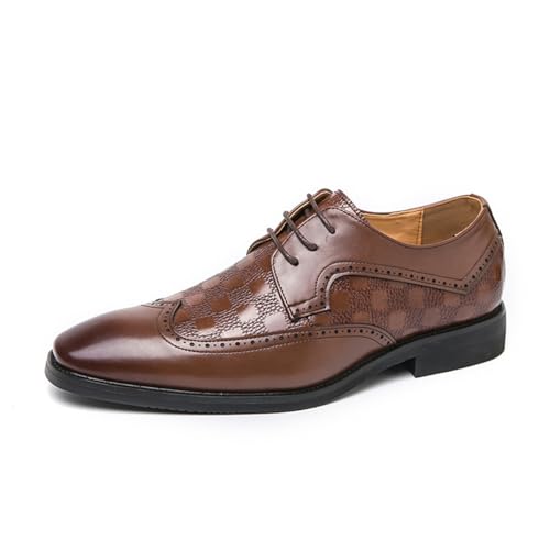 Herren Leder Smoking Kleid Schuhe Klassisch Schnürung Formell Walk Oxford Für Hochzeit Anzug Büro,Braun,47 EU von Generic