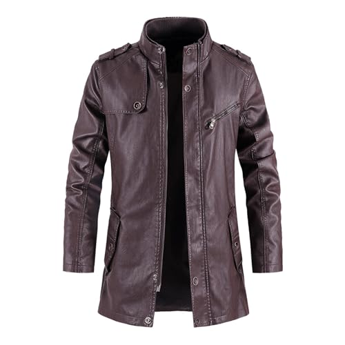 Herren Lederjacke Bikerjacke Slim Fit Motorrad Piloten Reißverschluss Fliegerjacke Vintage Windbreaker Jacke Funktionsjacke Freizeitjacke Arbeits Übergangsjacke von Generic