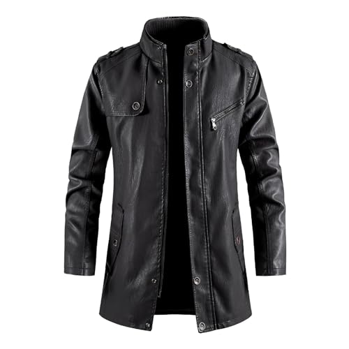 Herren Lederjacke Bikerjacke Slim Fit Motorrad Piloten Reißverschluss Fliegerjacke Vintage Windbreaker Jacke Funktionsjacke Freizeitjacke Arbeits Übergangsjacke von Generic