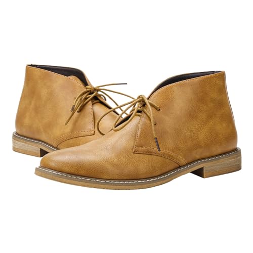 Herren Lederstiefel Klassische traditionelle Arbeitsstiefel mit für Business Casual Freizeit (Brown, 43) von Generic