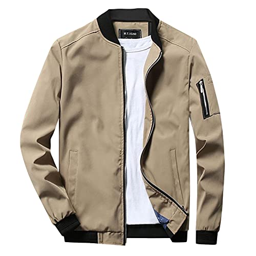 Herren Leichte Dünne Bomberjacke mit Ärmeltasche Blouson Jacke Übergangsjacke Stehkragen US Fliegerjacke mit Innentasche Jacke Herren von Generic