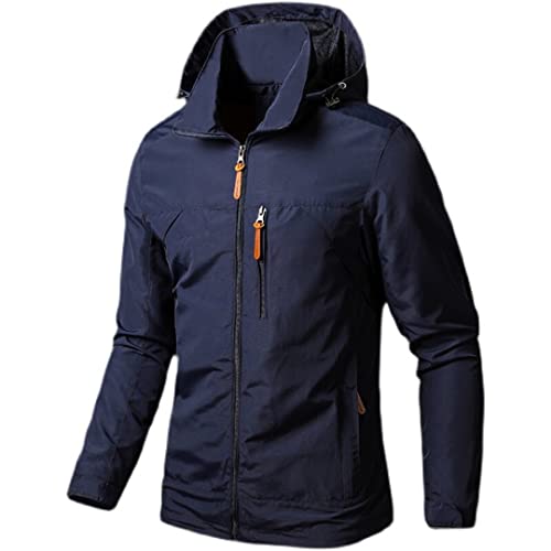 Herren Leichte Kapuzenjacke Frühling Dünne Reißverschlusstasche Windjacke Herren Atmungsaktive Winddichte Mäntel Navy XS Herren Leichte Kapuzenjacke Frühling Dünne Reißverschlusstasche Windjacke Herren Atmungsaktive Winddichte Mäntel Navy XS von Generic