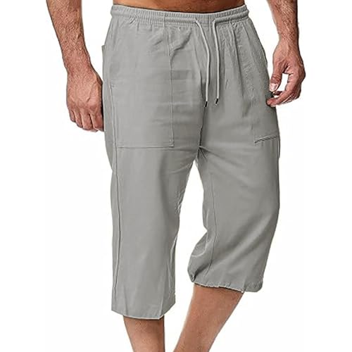 Herren Leinen Shorts 3/4 Hose Dreiviertel Leinenhose Kurz Hosen Sommerhose Strand Jogger Relaxed Fit Sweatpants Sommer Shorts Freizeithose Sporthose Elastischem Bund Jogginghose Lounge Caprihose Herren Leinen Shorts 3/4 Hose Dreiviertel Leinenhose Kurz Hosen Sommerhose Strand Jogger Relaxed Fit Sweatpants Sommer Shorts Freizeithose Sporthose Elastischem Bund Jogginghose Lounge Caprihose von Generic